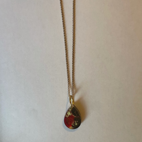 Resin & Alcohol Ink Pendant on Gold Chain - Picture 2 of 3